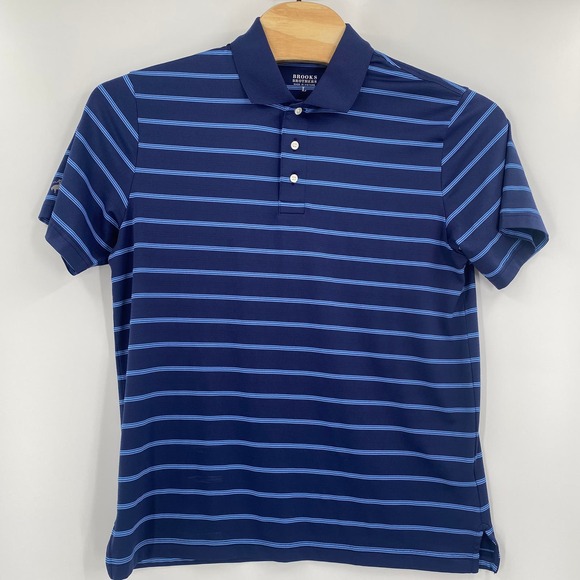 Brooks Brothers Large Navy Blue Striped Short Sleeve  Polo Shirt‎ - Picture 5 of 7
